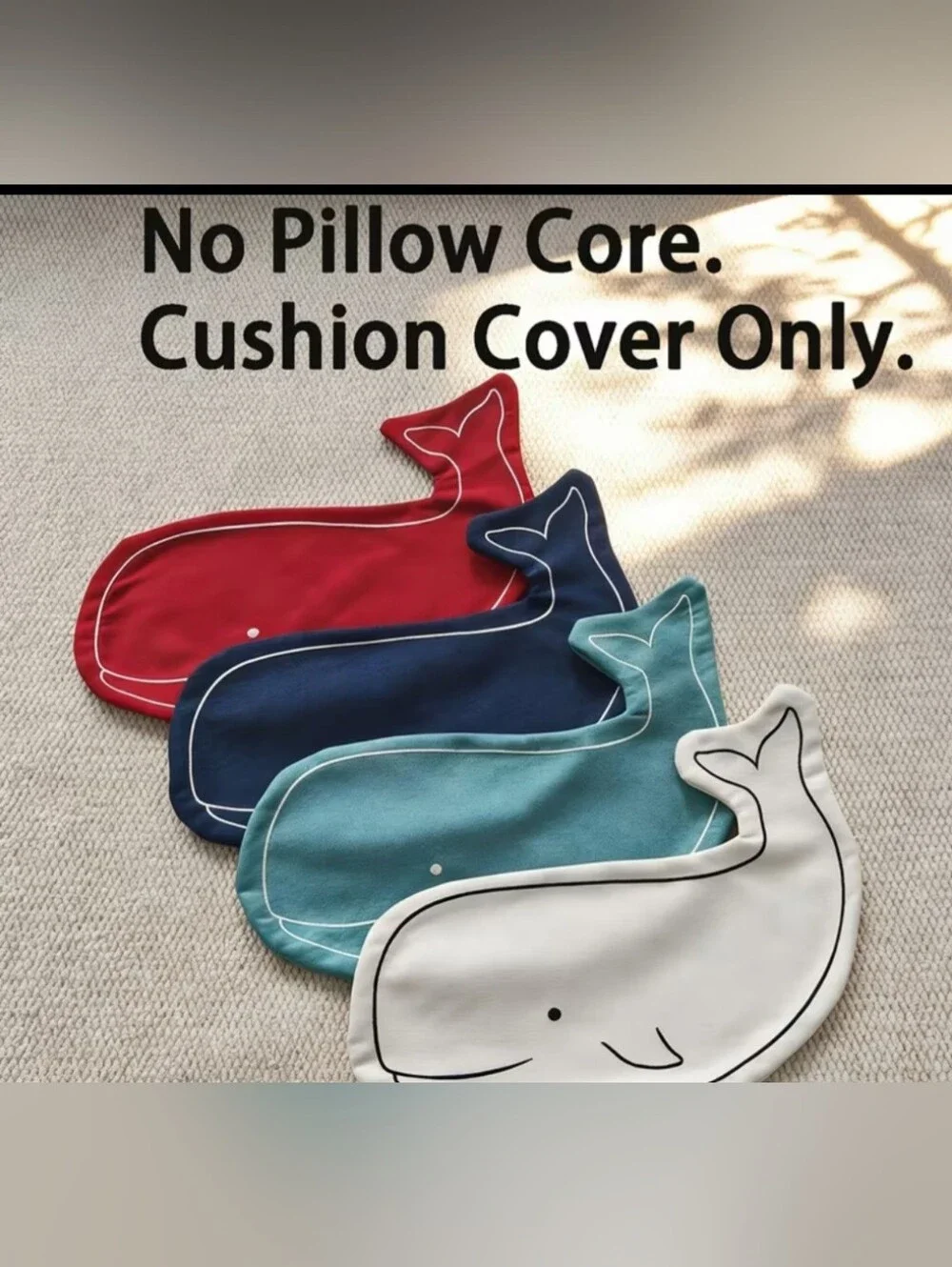 New Navy Whale Pillow Cover #1490-579